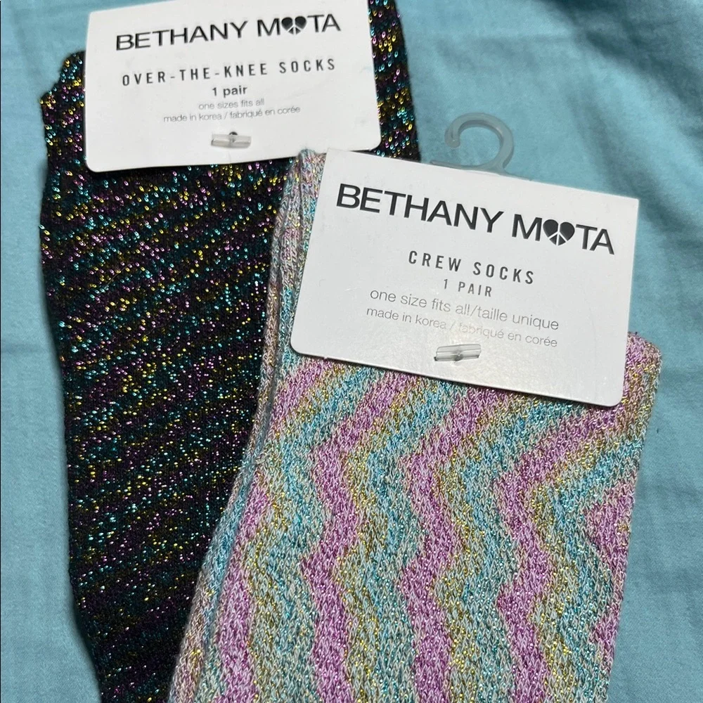 Bethany Mota Glitter Black and Pastel Zigzag Socks